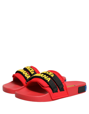 Red Neoprene Slides Flats Beachwear Shoes