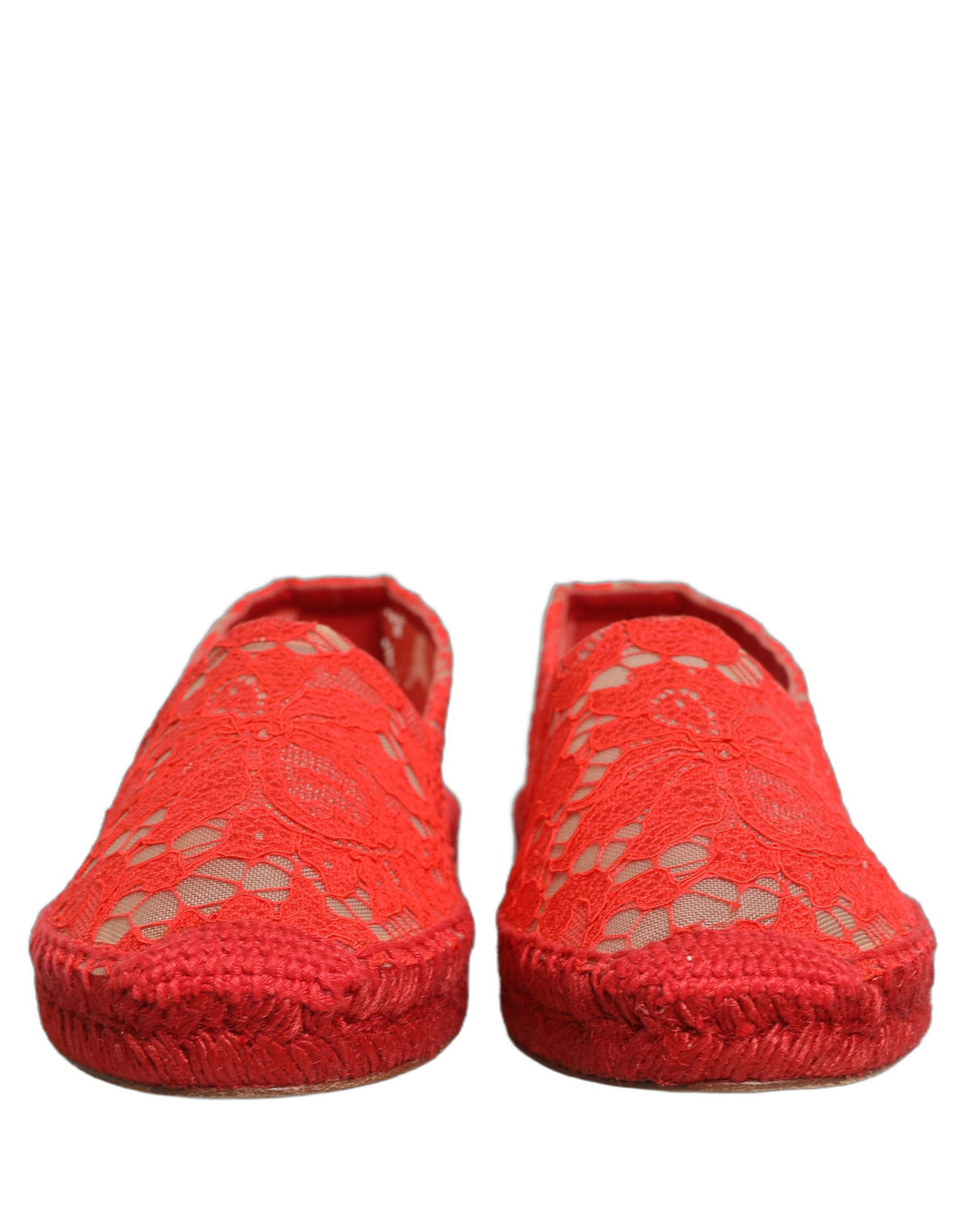 Red Taormina Lace Espadrille Flats Shoes