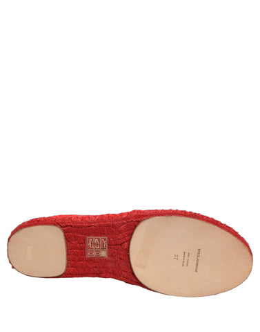 Red Taormina Lace Espadrille Flats Shoes
