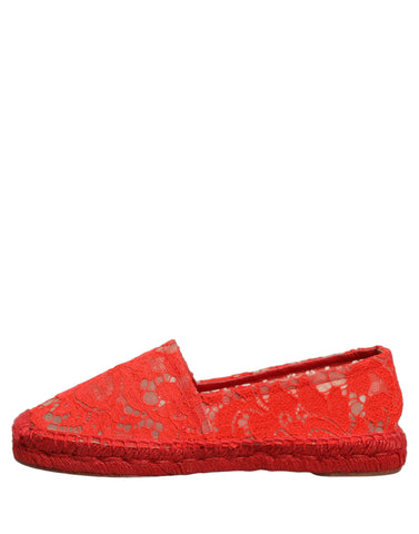 Red Taormina Lace Espadrille Flats Shoes