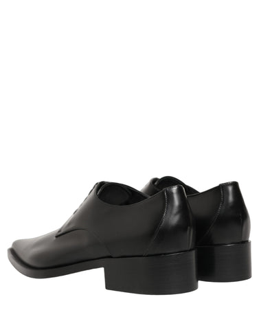 Black Leather Lace Up Derby Dress Shoes