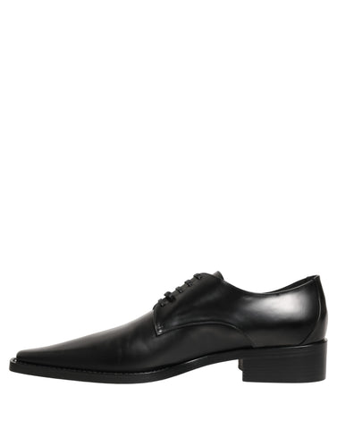 Black Leather Lace Up Derby Dress Shoes