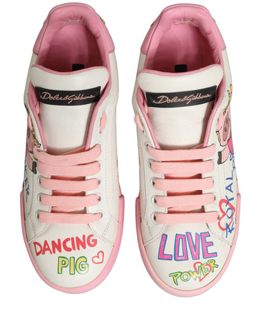 White Pink Portofino Royal Pig Sneakers Shoes