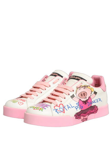 White Pink Portofino Royal Pig Sneakers Shoes