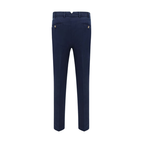 Blue Cotton Casual Pants