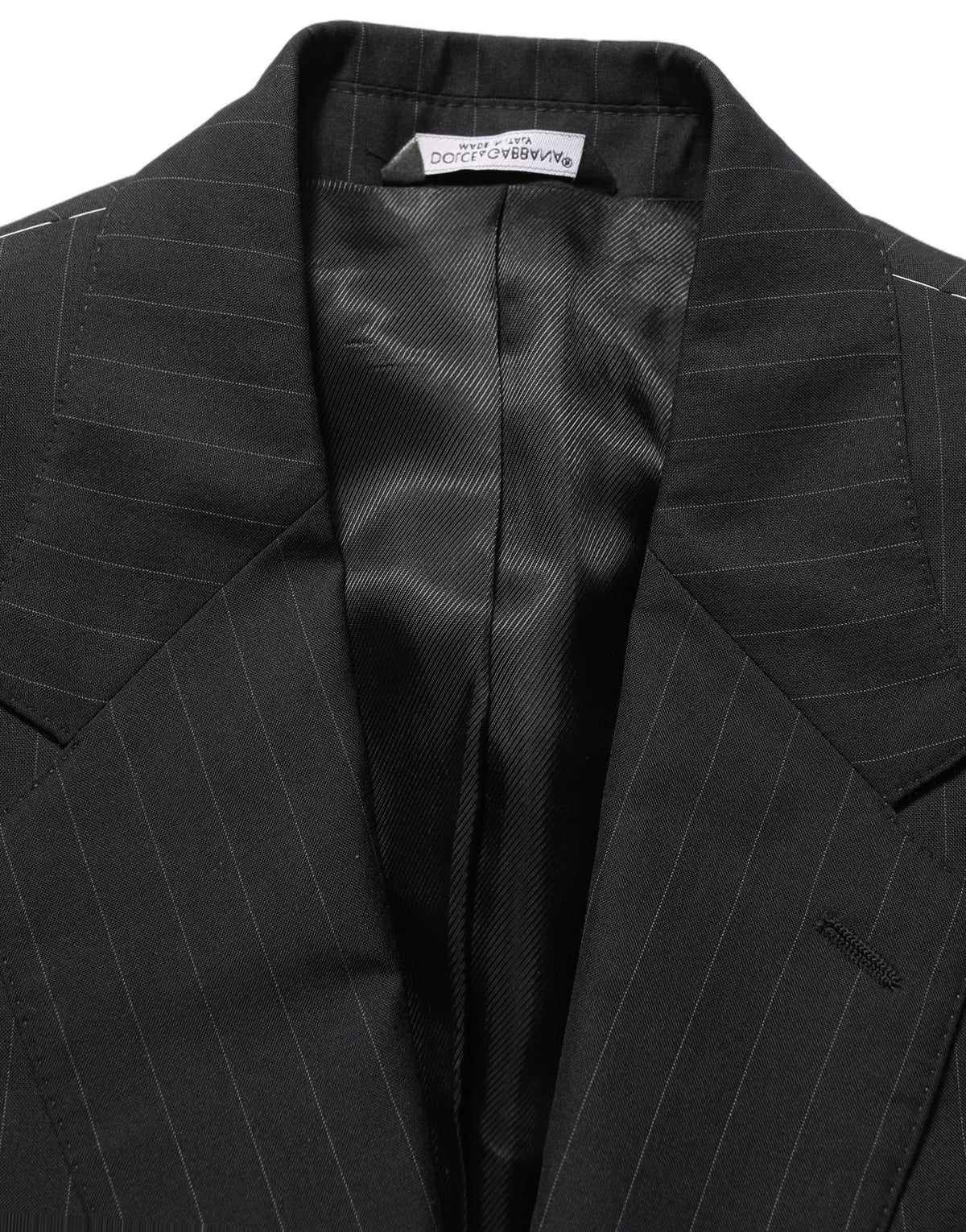 Dark Gray Stripes Wool Single Breasted Blazer
