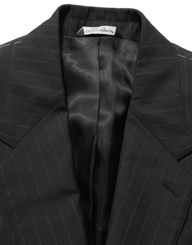 Dark Gray Stripes Wool Single Breasted Blazer