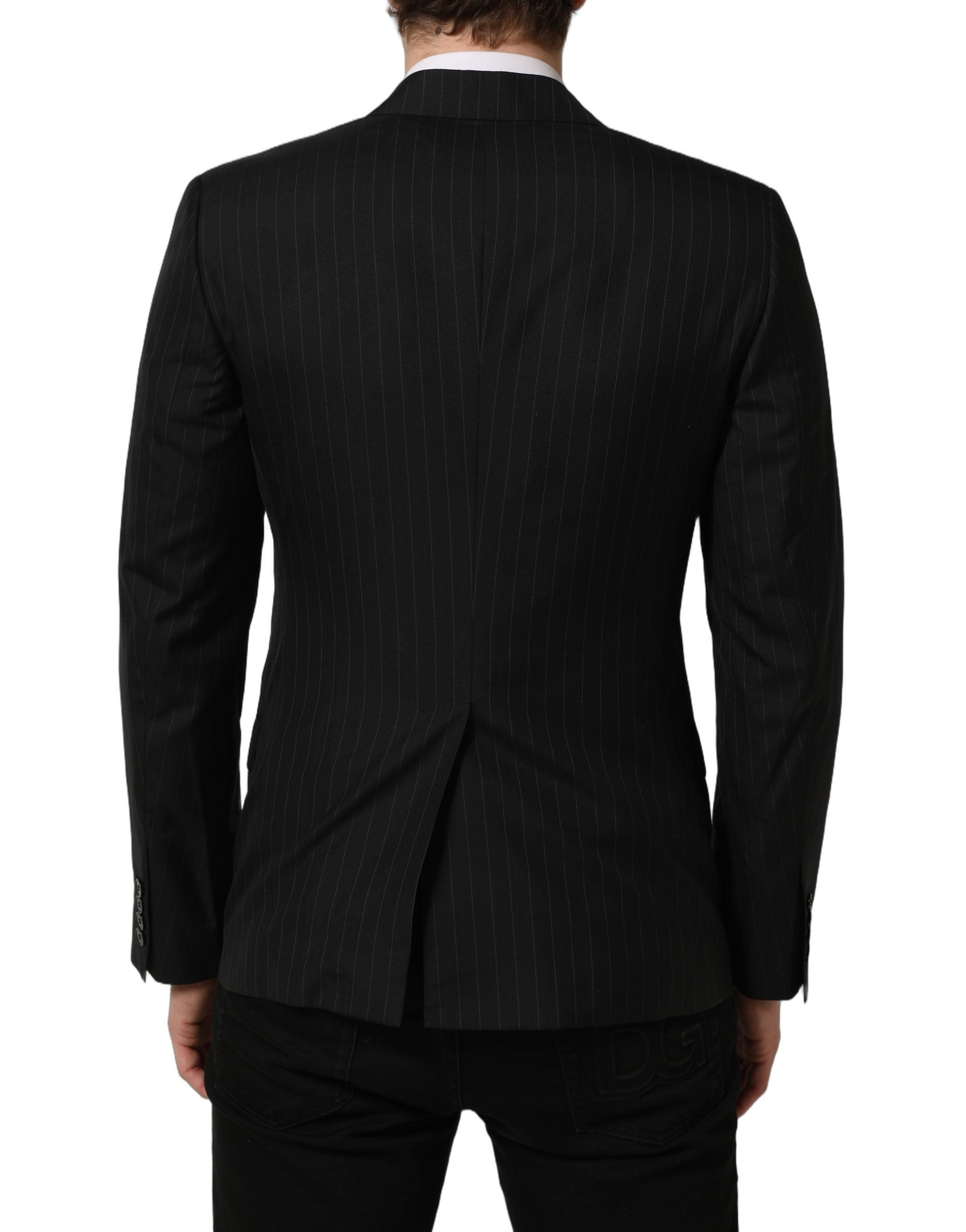 Dark Gray Stripes Wool Single Breasted Blazer