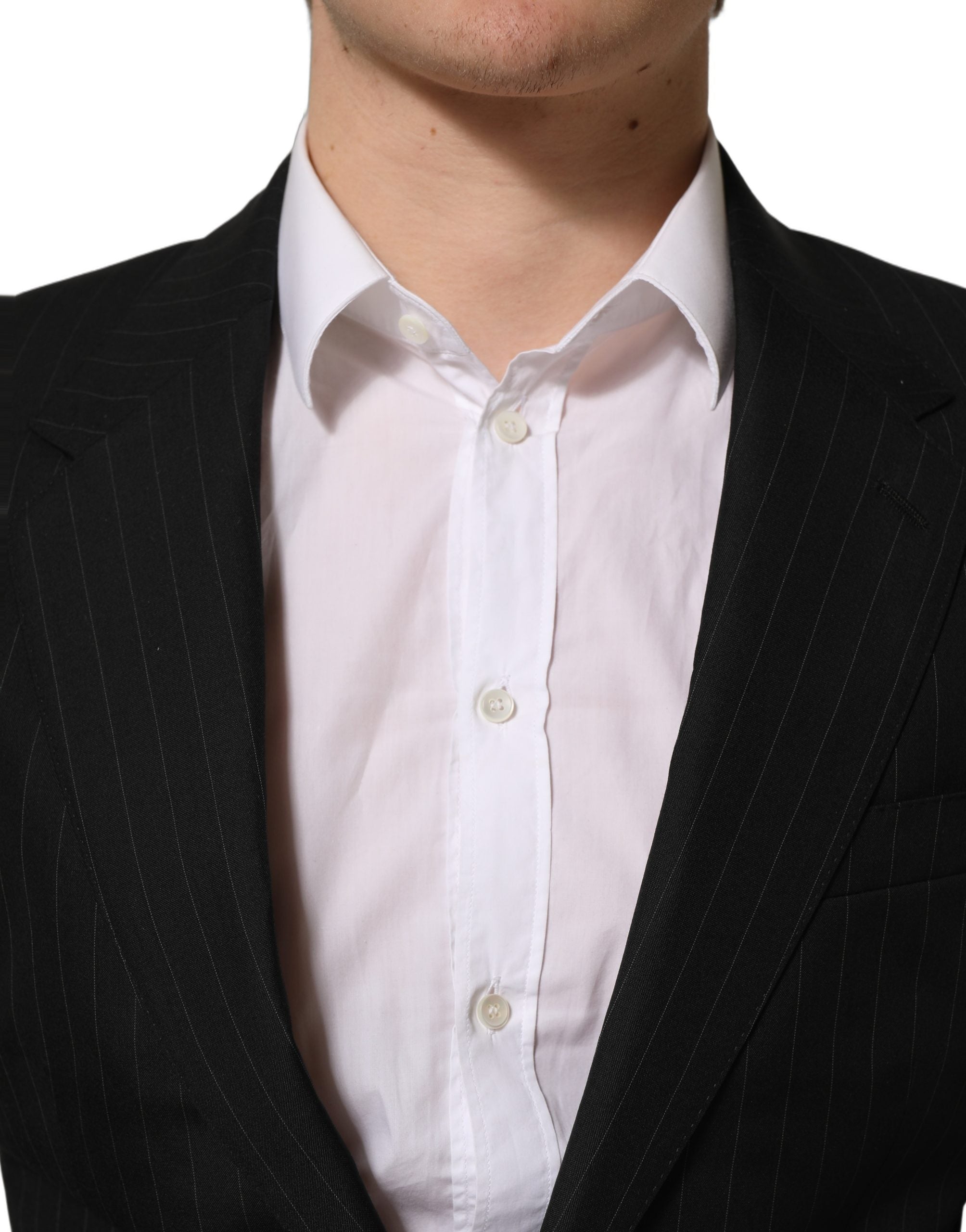 Dark Gray Stripes Wool Single Breasted Blazer