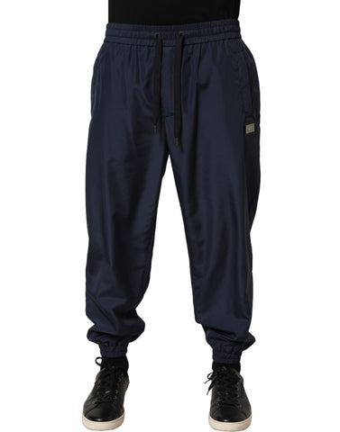 Dark Blue Polyester Jogger Sweatpants Pants