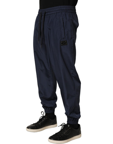 Dark Blue Polyester Jogger Sweatpants Pants