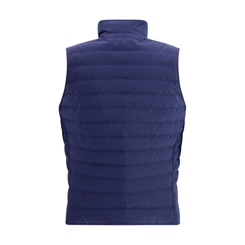 Blue Polyester Sleeveless Jacket