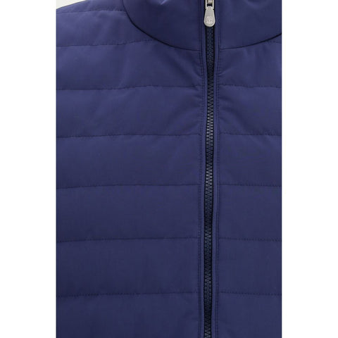 Blue Polyester Sleeveless Jacket