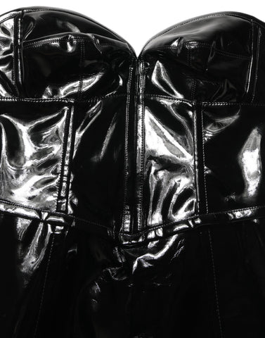 Black Patent Leather Corset Style Mini Dress