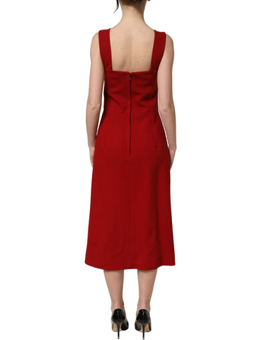 Two Tone Pink Wool Sleeveless Midi Dress