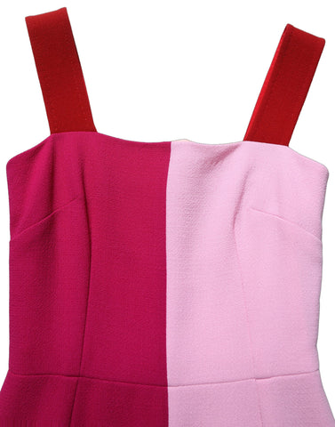 Two Tone Pink Wool Sleeveless Midi Dress