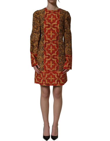 Multicolor Mosaic Long Sleeves Mini Dress