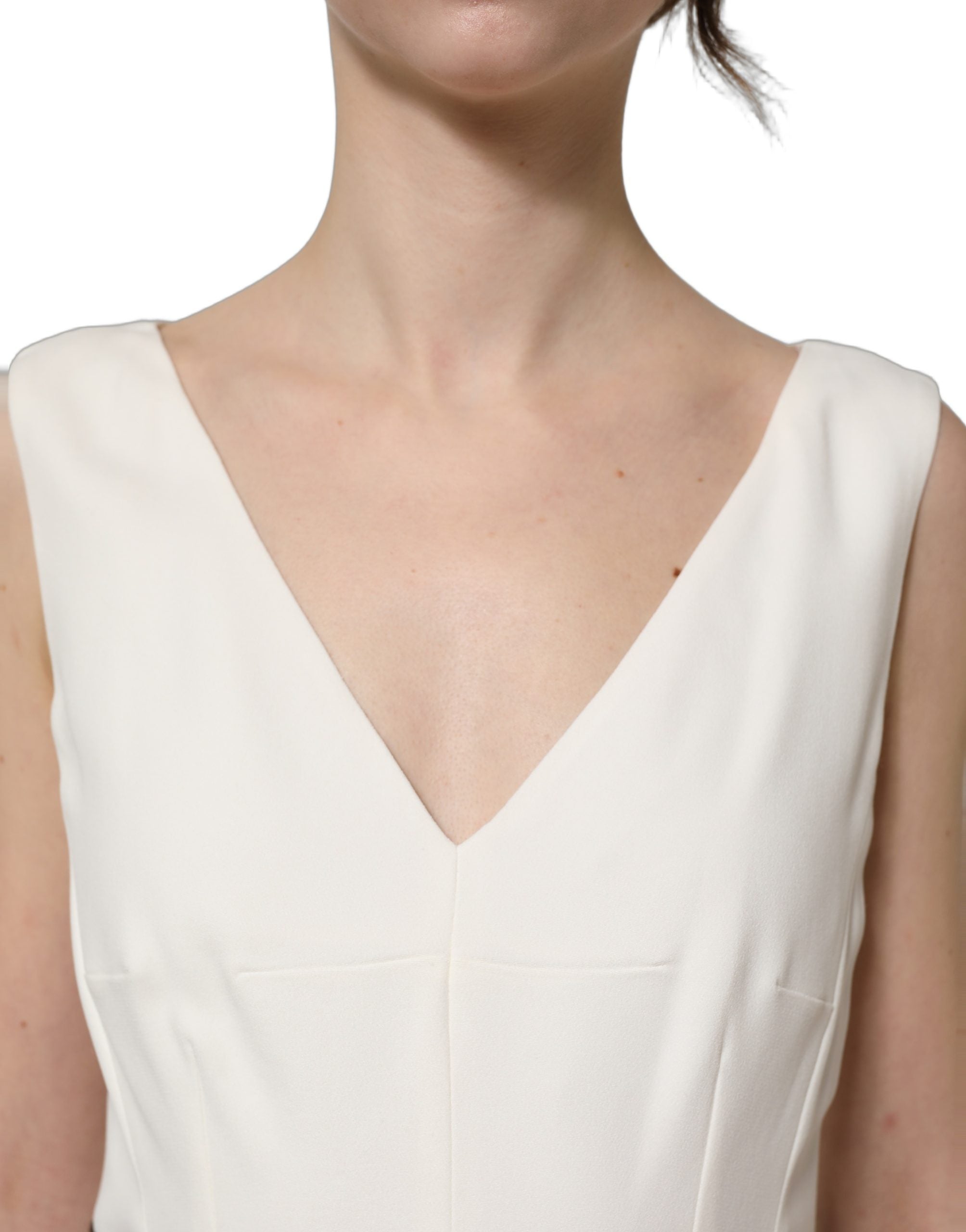 White Leopard Sleeveless Sheath Midi Dress