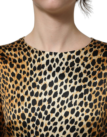 Brown Ocelot Print Long Sleeve Mini Dress