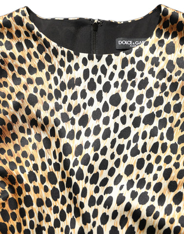 Brown Ocelot Print Long Sleeve Mini Dress