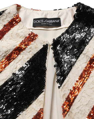 Multicolor Stripe Sequin Duster Coat Jacket