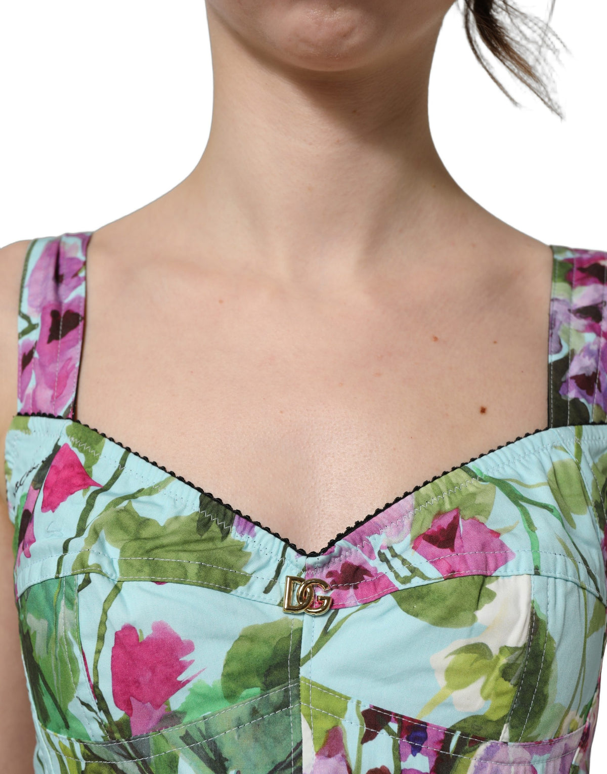 Multicolor Floral Cropped Bustier Tank Top
