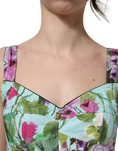 Multicolor Floral Cropped Bustier Tank Top