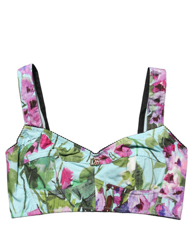 Multicolor Floral Cropped Bustier Tank Top