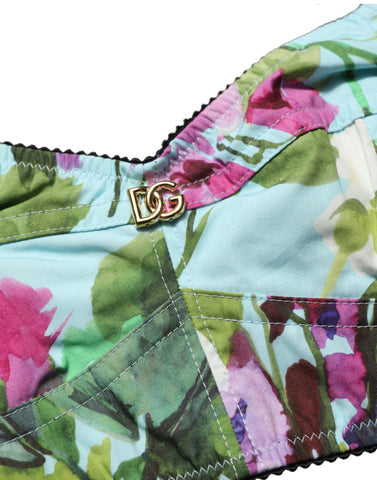 Multicolor Floral Cropped Bustier Tank Top