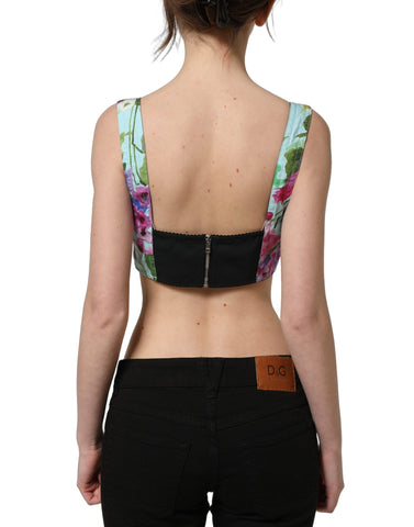 Multicolor Floral Cropped Bustier Tank Top