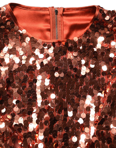 Red Sequined Long Sleeves Crop Blouse Top