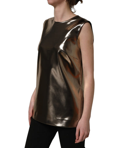 Metallic Bronze Roundneck SleevelessTank Top