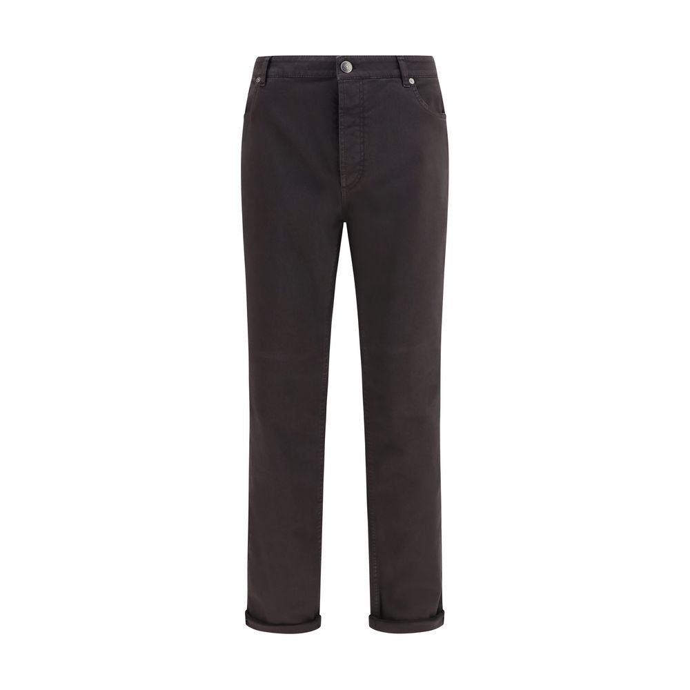 Brown Cotton Relaxed Fit Jeans