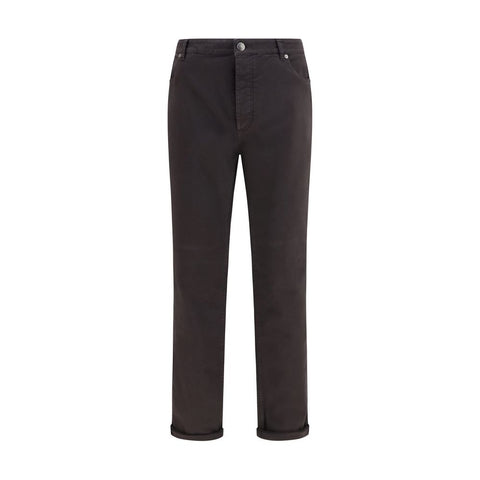 Brown Cotton Relaxed Fit Jeans