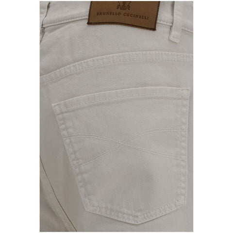 White Cotton Straight-Leg Jeans