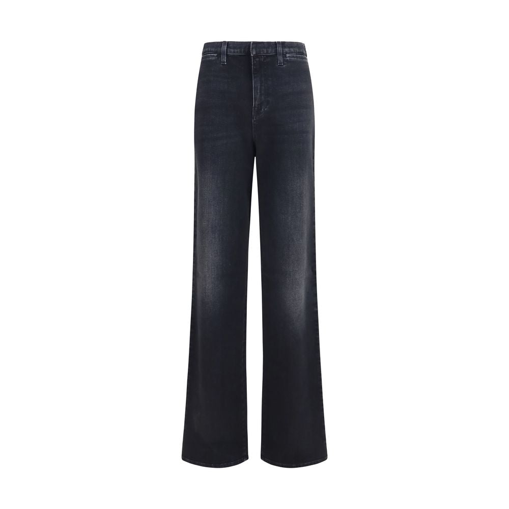 Black Cotton Straight-Leg Jeans