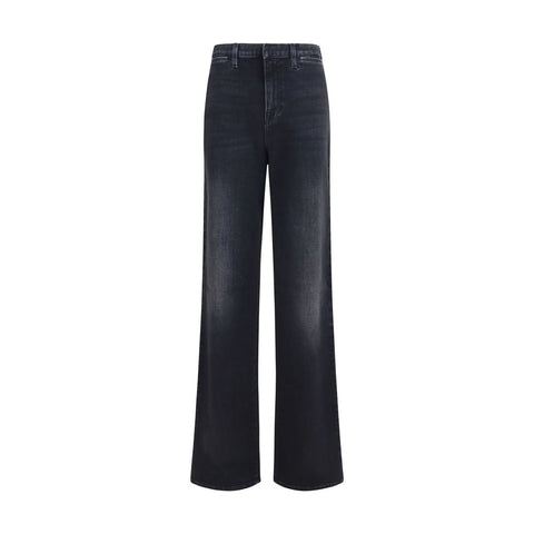 Black Cotton Straight-Leg Jeans