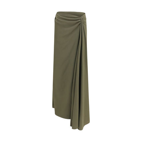 Bicolor Silk Long Skirt