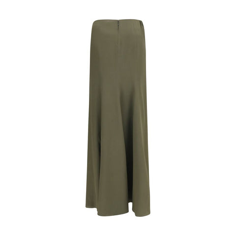 Bicolor Silk Long Skirt