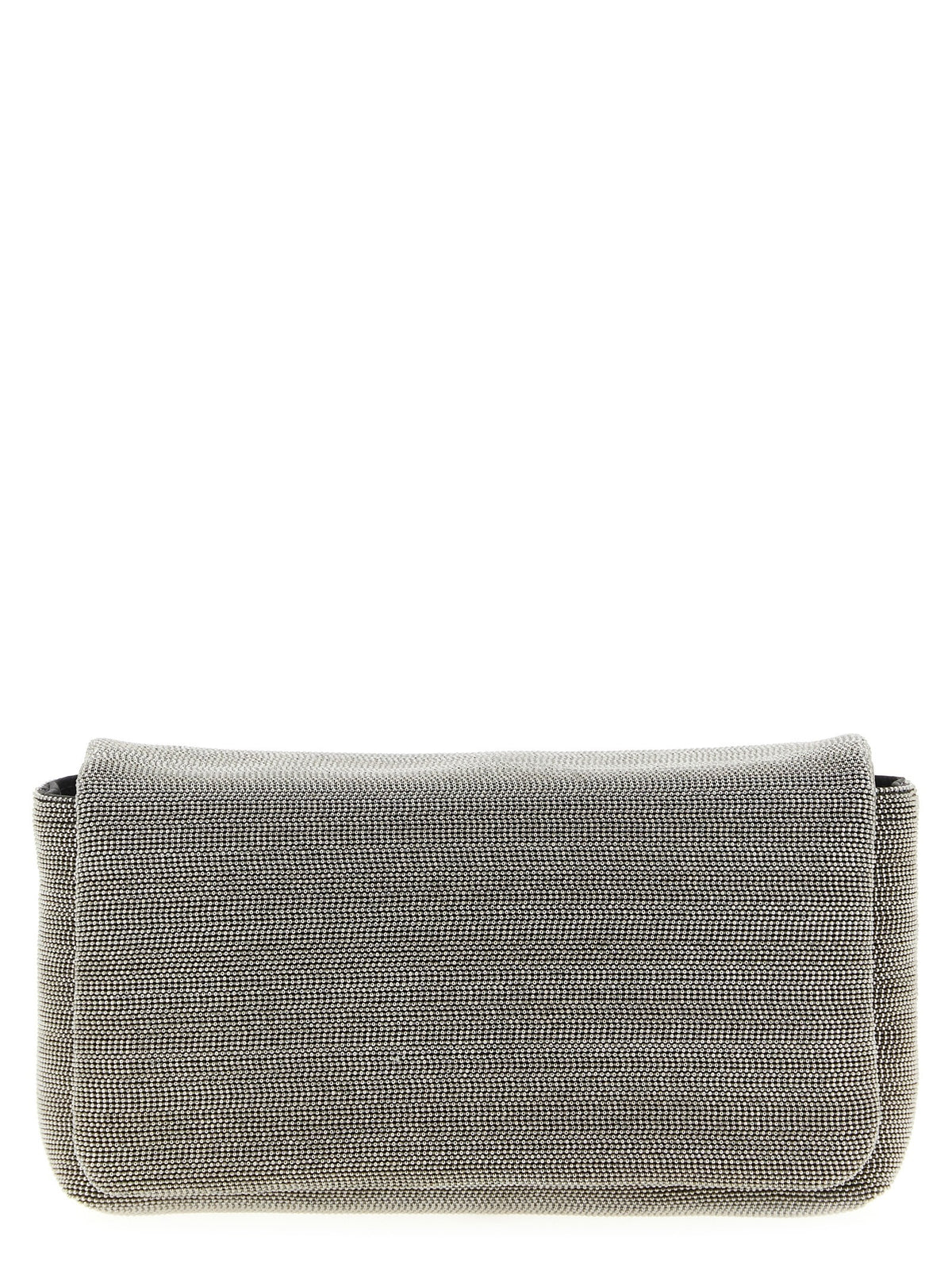 Silver Leather Clutch Bag