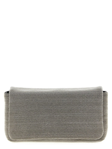 Silver Leather Clutch Bag