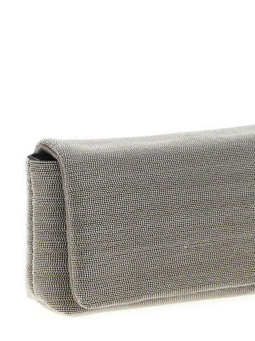 Silver Leather Clutch Bag