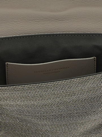 Silver Leather Clutch Bag