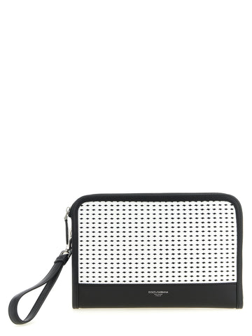 Bicolor Calfskin Clutch Bag