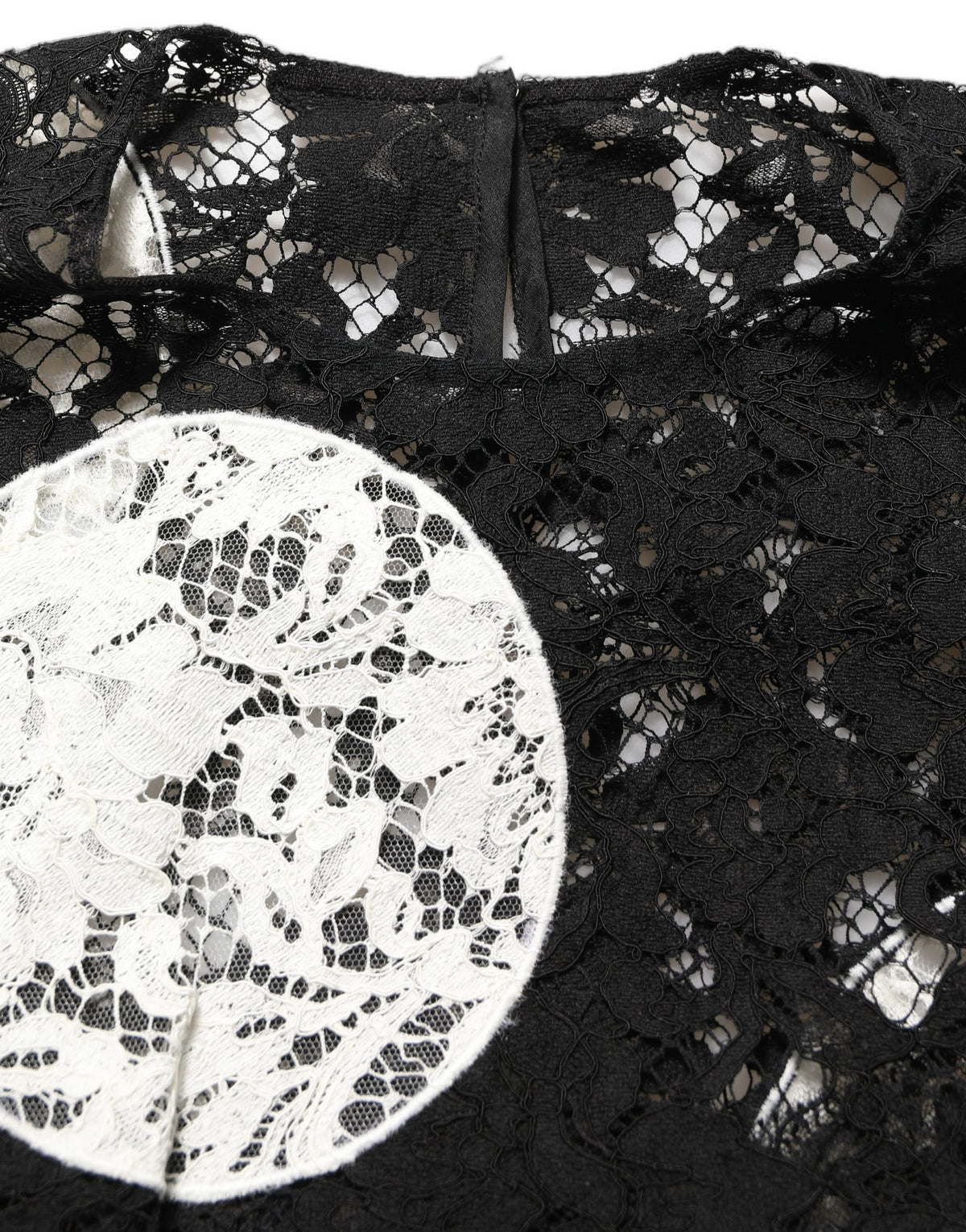 Black White Floral Lace Short Sleeve Blouse Top