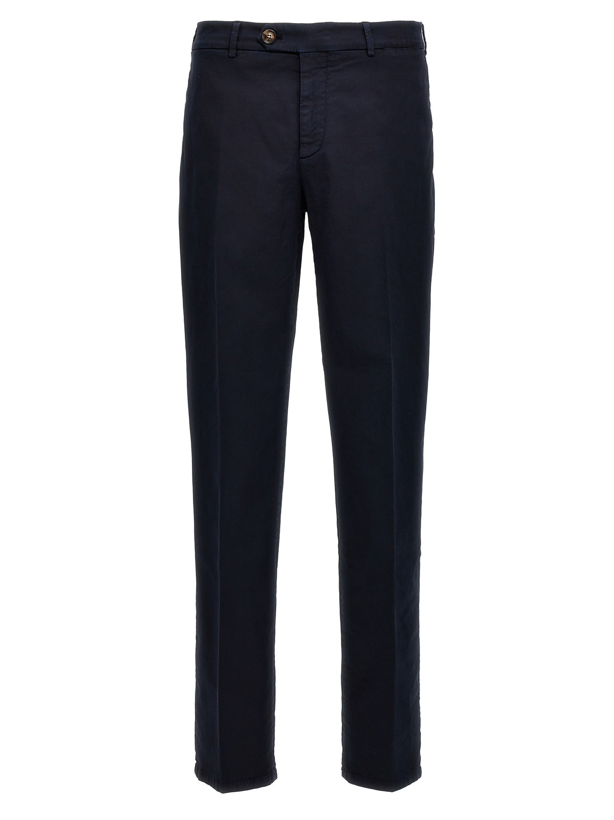 Blue Cotton Casual Pants