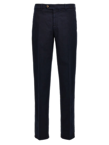 Blue Cotton Casual Pants