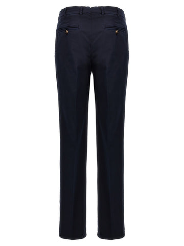 Blue Cotton Casual Pants
