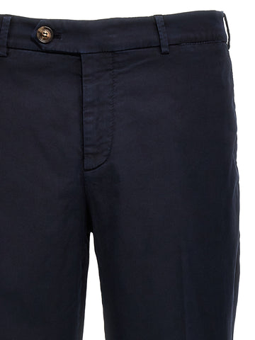 Blue Cotton Casual Pants