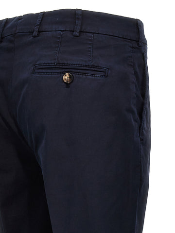 Blue Cotton Casual Pants